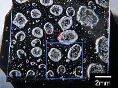 食塩水の水滴跡のデジタルカメラ像